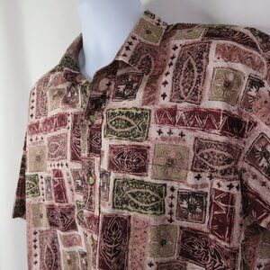 Vintage Ono by Liberty House Hawaiian Aloha Shirt Mens XL Pink Brown Cotton Lawn